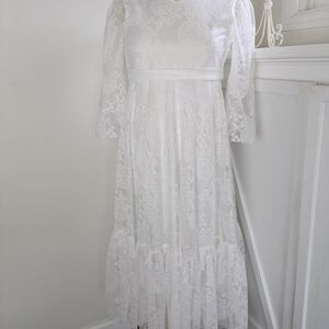 White Lace Maxi Dress for Girls - Formal Occasion